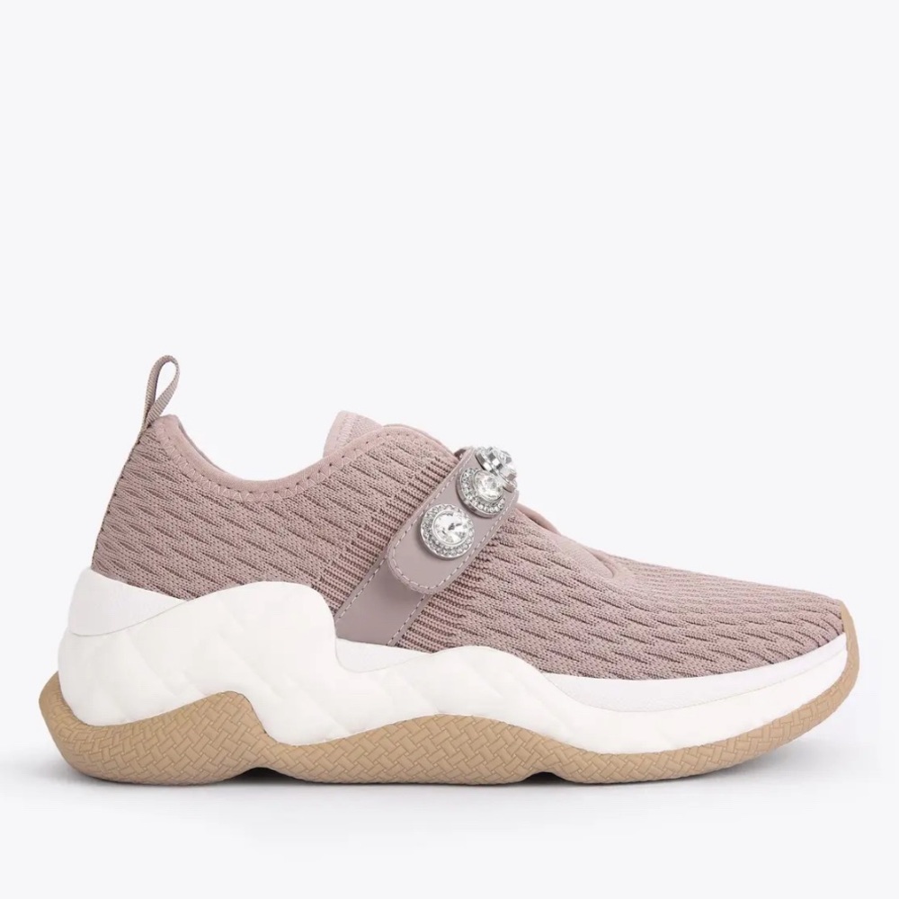 NIB! KURT GEIGER Embellished London Knit Round Toe Wedge Slip-On Sneakers-6 - Picture 4 of 10